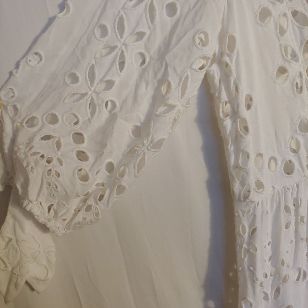 Lilly Pulitzer White Amrita Eyelet Midi Button Down Dress Size 10 - Picture 7 of 16